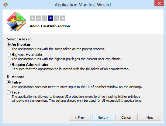 Select a requested execution level Select a requested execution level