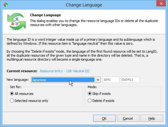 Select the new language