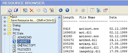 Export to disk using the Save Resource As button Export to disk