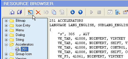Select the accelerator resource to be edited in the Resource Tree Select the accelerator resource