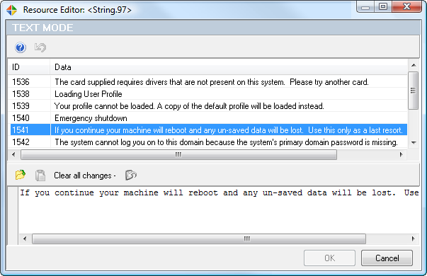 Select the string entry from the table and make any desired changes Make any desired changes