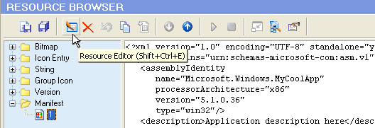 Press the Resource editor button to edit Press the Resource editor button to edit