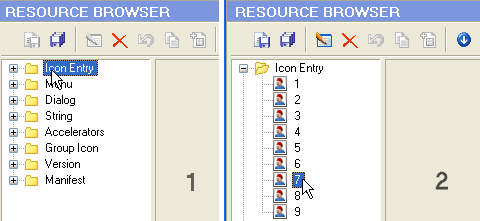 Select the icon to be replaced in the Resource Editor