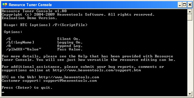 Resource Tuner Console Screenshot