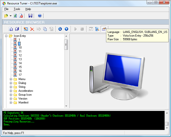 Screenshot for Resource Tuner 1.99 R6