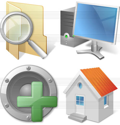 Icons offered in 3 variations (flat, with shadow effects, grayed out)