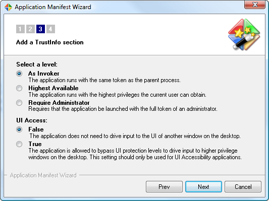 Application Manifest Wizard