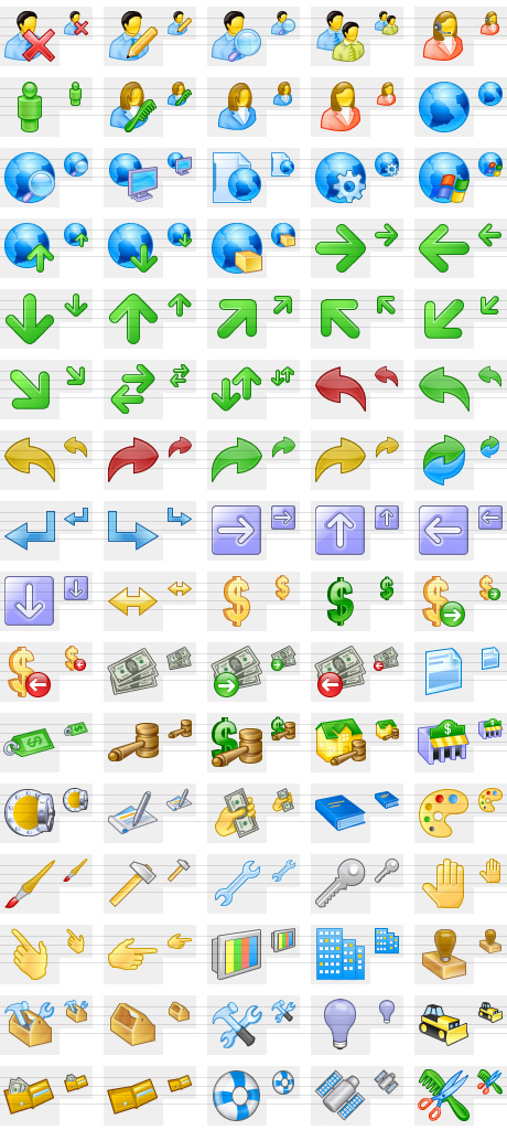 A collection of Windows XP fashioned stock icons