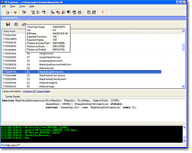 Screenshot of PE Explorer