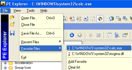 Now displays a list of favorite files for easy access List of favorite files