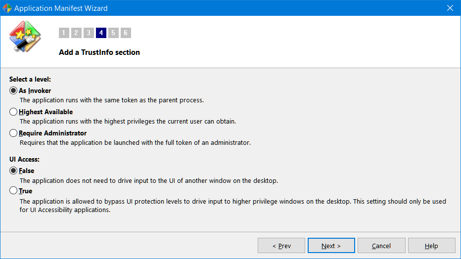 Select a requested execution level Select a requested execution level
